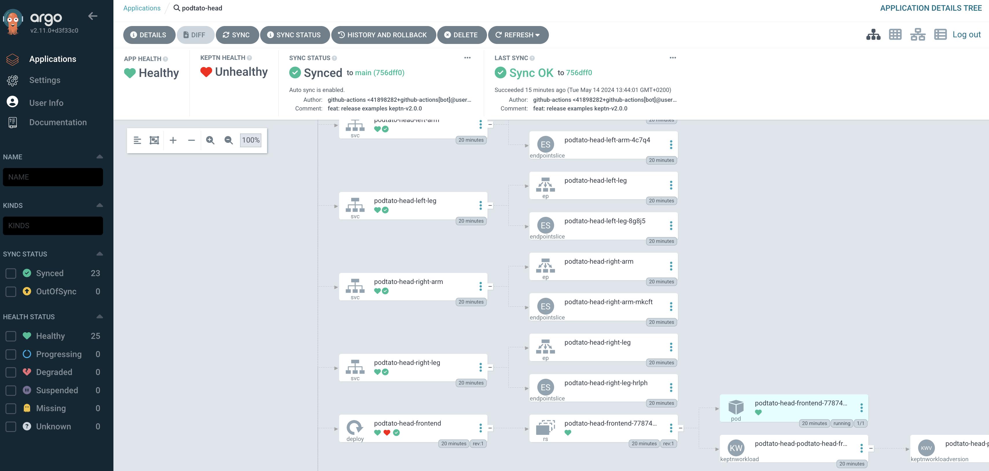 Main screen unhealthy