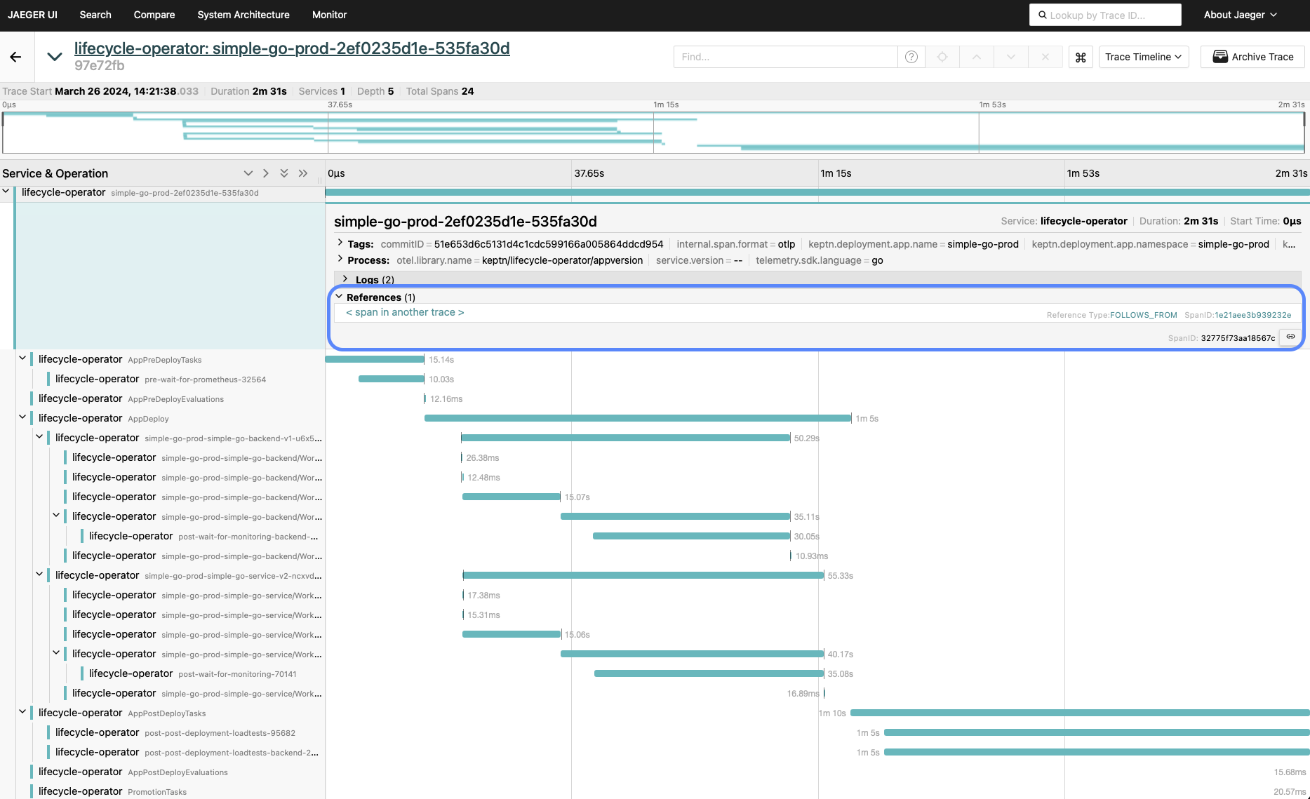 Deployment trace prod
