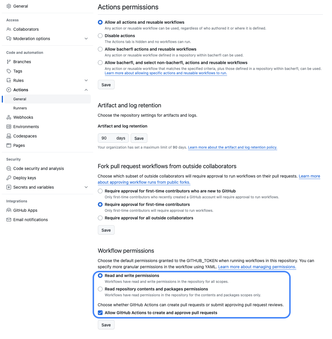 Workflow Permissions